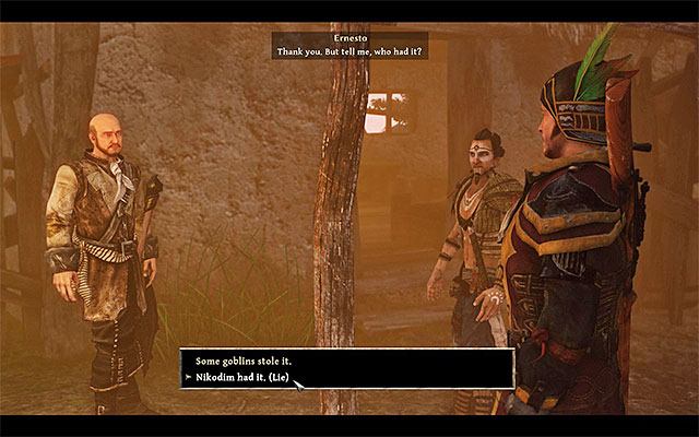 During the conversation with Ernesto, you will have to make your decision. - Ernestos Engraved Candle Holder - Side Quests - Calador - Risen 3: Titan Lords - Game Guide and Walkthrough