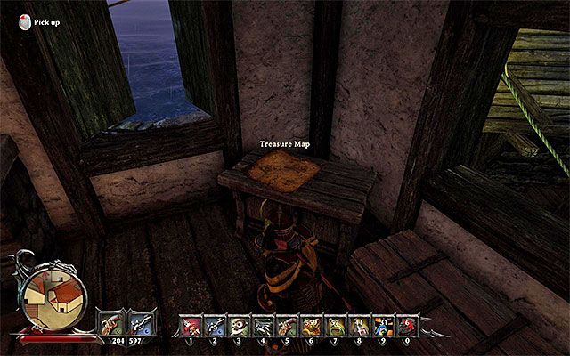 The map is on the second floor of the tavern - The Treasure at the Port of Antigua - Side Quests - Antigua - Risen 3: Titan Lords - Game Guide and Walkthrough
