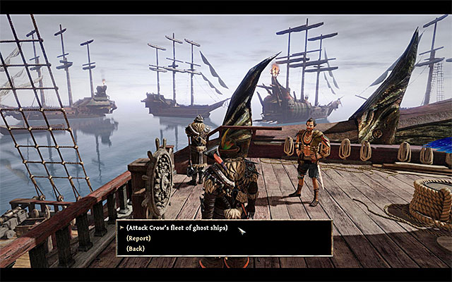 You cannot start the battle with Crow right away and this does not happen automatically, after you sail into the sea, a thing that happened in the case of the Inquisition and the renegade pirates - Sea Battle Against Crow - Other quests - Risen 3: Titan Lords - Game Guide and Walkthrough