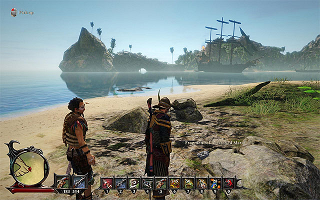 After you get to the isle, head towards the islet, in the North-Eastern corner of the map, thanks to which you will find the Fragment of Destroyed Mara shown in the above screenshot (200 Glory Points) - Shadows of the Past - Crew quests - Risen 3: Titan Lords - Game Guide and Walkthrough