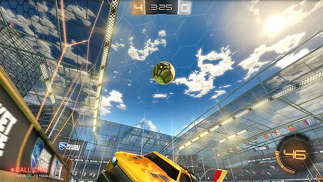 Using the Ball Cam helps out in hitting the ball when its directly above the players - Should I be using the Ball Cam (focusing the camera on the ball)? - Rocket League - Game Guide and Walkthrough