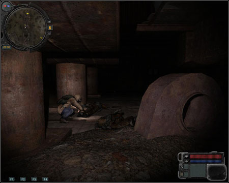 Search the three Stalkers bodies and then head deeper into the monster's lair by following your employee (screen) - Walkthrough - Zaton Quests - Part 2 - Walkthrough - S.T.A.L.K.E.R.: Call of Pripyat - Game Guide and Walkthrough