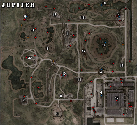 Important locations on the map - Walkthrough - Jupiter Map - Part 1 - Walkthrough - S.T.A.L.K.E.R.: Call of Pripyat - Game Guide and Walkthrough