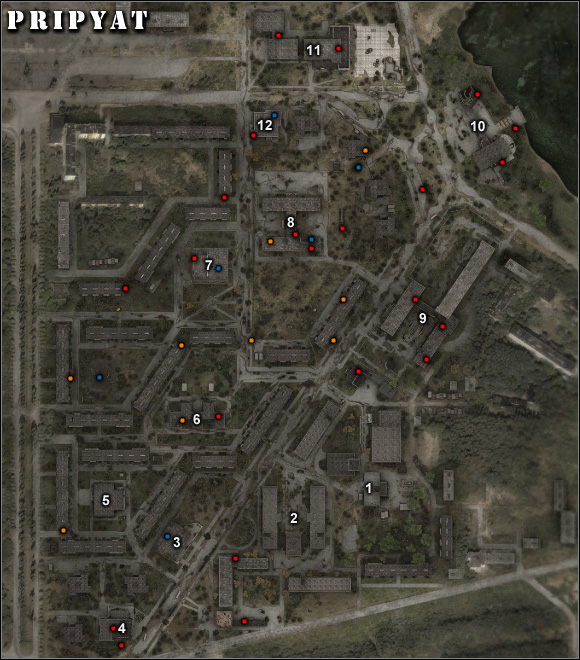 Important locations on the map - Walkthrough - Pripyat - Map - Walkthrough - S.T.A.L.K.E.R.: Call of Pripyat - Game Guide and Walkthrough