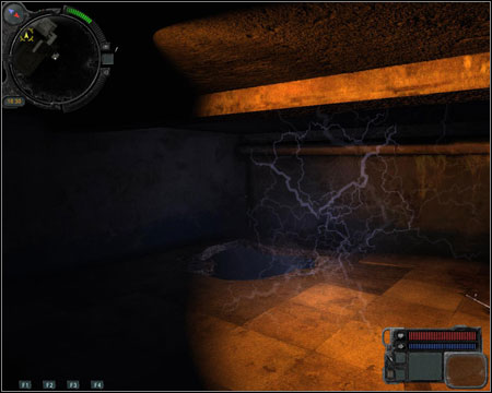 Use the stairs (1) and go to the lower part of the laboratory (map [II]) - Walkthrough - Laboratory X8 - Walkthrough - S.T.A.L.K.E.R.: Call of Pripyat - Game Guide and Walkthrough