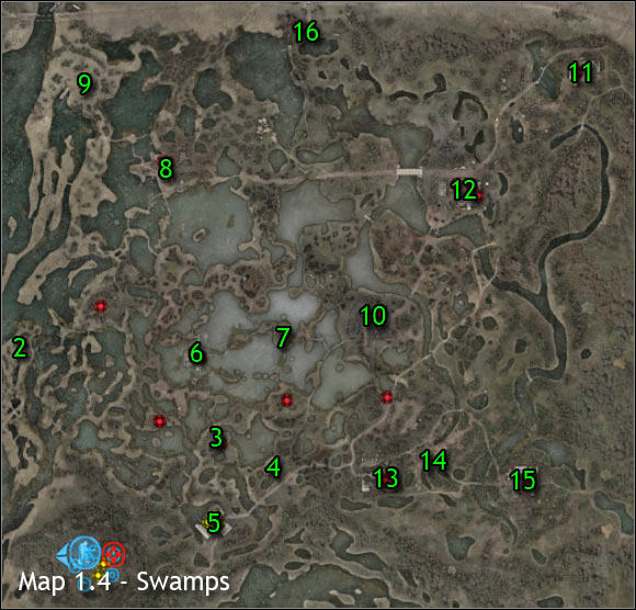 Important NPC's (red color) - Swamps - Maps - part 1 - Walkthrough - S.T.A.L.K.E.R.: Clear Sky - Game Guide and Walkthrough