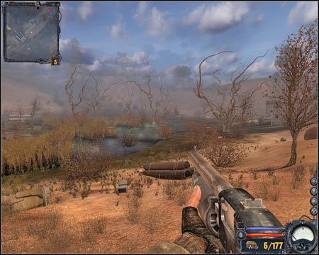 4) Checkpoint in the north-east - This outpost is also being guarded by the stalkers - Yantar - Map - Walkthrough - S.T.A.L.K.E.R.: Clear Sky - Game Guide and Walkthrough