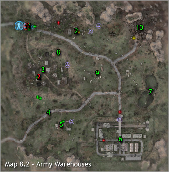 Important NPC's (red color) - Army Warehouses - Map - part 1 - Walkthrough - S.T.A.L.K.E.R.: Clear Sky - Game Guide and Walkthrough