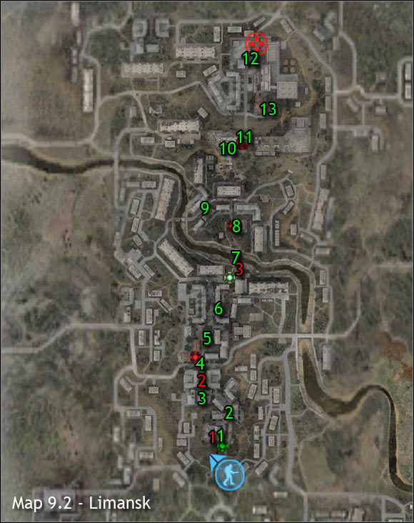 Important NPC's (red color) - Limansk - Map - part 1 - Walkthrough - S.T.A.L.K.E.R.: Clear Sky - Game Guide and Walkthrough