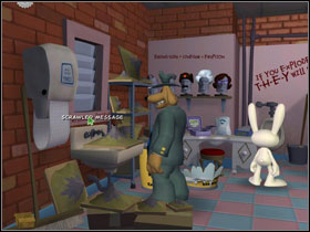 See volcano's models on the left, barrels of baking soda and writing on the wall Not big enough - Episode 204: Chariots of The Dogs - part 1 - Episode 204: Chariots of The Dogs - Sam & Max: Season 2 - Game Guide and Walkthrough