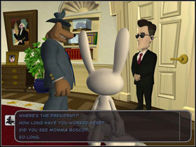 Use the Oval Office Time Card to get to the White House - Episode 204: Chariots of The Dogs - part 2 - Episode 204: Chariots of The Dogs - Sam & Max: Season 2 - Game Guide and Walkthrough