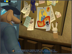 Go to IFC and one more time look at bulletin board - Episode 204: Chariots of The Dogs - part 4 - Episode 204: Chariots of The Dogs - Sam & Max: Season 2 - Game Guide and Walkthrough