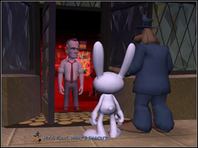 On the corner, you will find Momma Bosco's ghost - Episode 205: Whats New, Beelzebub? - part 1 - Episode 205: Whats New, Beelzebub? - Sam & Max: Season 2 - Game Guide and Walkthrough