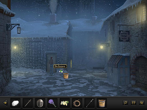 Fill the bucket with snow next to the prison or the building to the left - Follow An-Nasir - Chapter 3 - Florence, Italy - Secret Files 3: The Archimedes Code - Game Guide and Walkthrough