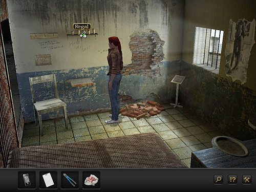 Look at the shelf on the wall and take a mug - Get to the adjacent building - Chapter 5 - Alcatraz, USA - Secret Files 3: The Archimedes Code - Game Guide and Walkthrough