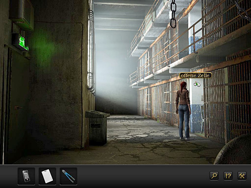 So get inside the open cell on the right and look through the window - Get to the adjacent building - Chapter 5 - Alcatraz, USA - Secret Files 3: The Archimedes Code - Game Guide and Walkthrough