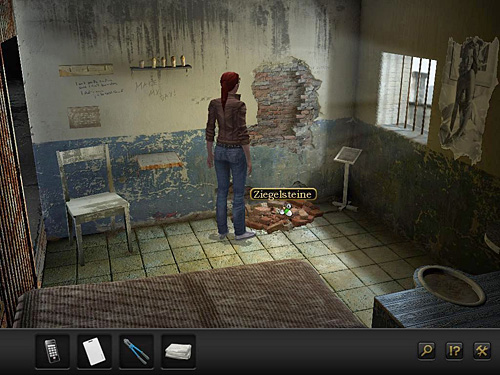 Take also some bricks from the heap below the wall - Get to the adjacent building - Chapter 5 - Alcatraz, USA - Secret Files 3: The Archimedes Code - Game Guide and Walkthrough