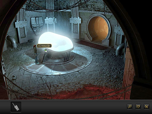 Look at the console on the left of the shiny capsule and you'll see the selection screen - Deactivate the force field - Chapter 8 - Santorin, Greece - Secret Files 3: The Archimedes Code - Game Guide and Walkthrough