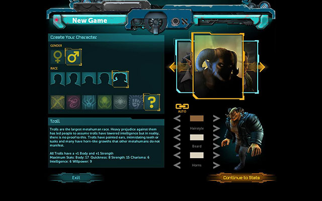 Description: The largest of all races, with a nasty appearance and dangerous-looking horns - Races - Character - Shadowrun Returns - Game Guide and Walkthrough