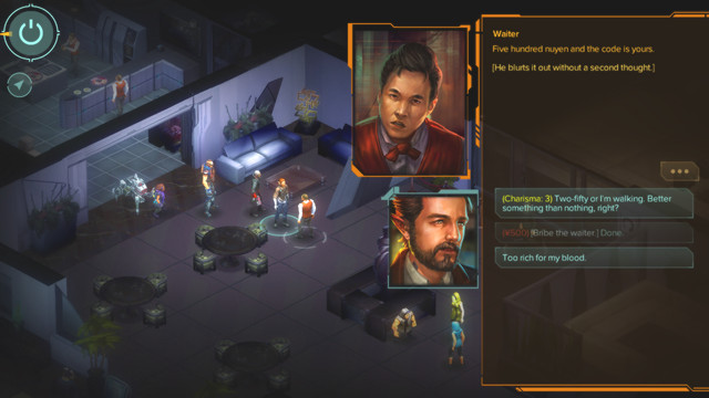 Talk with the waiter if you have well developed charisma - Exit, Stage Left - main mission - Repulse Bay M5 - Shadowrun: Hong Kong - Game Guide and Walkthrough