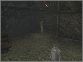 Look at the garbage under the wall (right of the entrance) and cut a piece of tarred tarpaulin - Wharfdale Road, night 13 /14 September 1888 - part 1 - Walkthrough - Sherlock Holmes vs. Jack the Ripper - Game Guide and Walkthrough