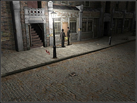 The next step is to go to the next street (Map of London - Goulston Street), where a piece of K - Goulston Street, night 7/8 October 1888 - Walkthrough - Sherlock Holmes vs. Jack the Ripper - Game Guide and Walkthrough