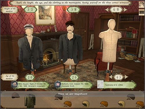 The second dummy (according to the constable) must have a gray jacket with a vest, brown wig and a brown hat - Baker Street, 9th October 1888 - part 1 - Walkthrough - Sherlock Holmes vs. Jack the Ripper - Game Guide and Walkthrough