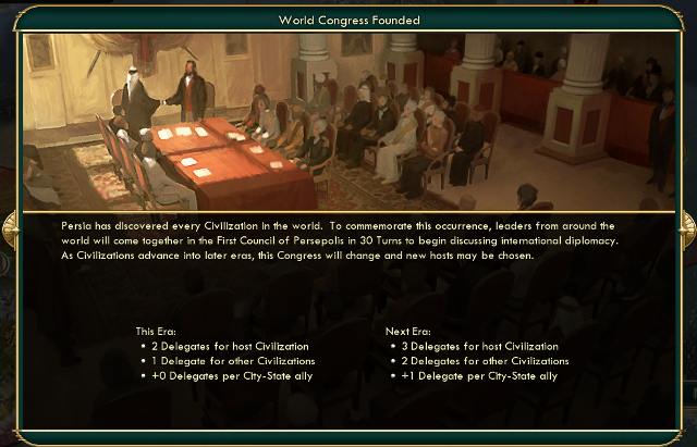 Founding of the World Congress - Diplomacy - Sid Meiers Civilization V - New Brave World - Game Guide and Walkthrough