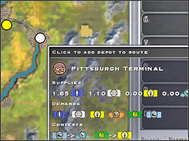 You should establish a connection between Cleveland and Pittsburgh as soon as possible - Scenario 3 - Midwest U.S. - Game scenarios - Sid Meiers Railroads! - Game Guide and Walkthrough