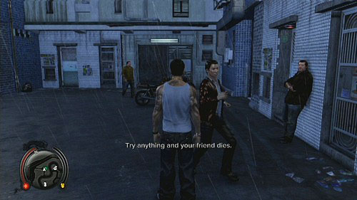 When you get to know about Jackies being kidnapped get to the pointed place and let two thugs scour you - Buried Alive - Walkthrough - Sleeping Dogs - Game Guide and Walkthrough