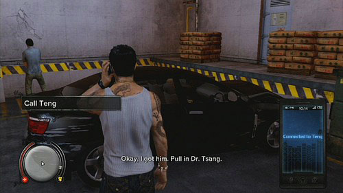 To finish the mission, take a car to the parking lot and call Teng - Serial Killer Lead 3 - Cop Missions - Sleeping Dogs - Game Guide and Walkthrough