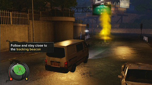 After talk with Tang, get into the van and drive after the yellow flares - Kennedy Town - Secondary Missions - Sleeping Dogs - Game Guide and Walkthrough