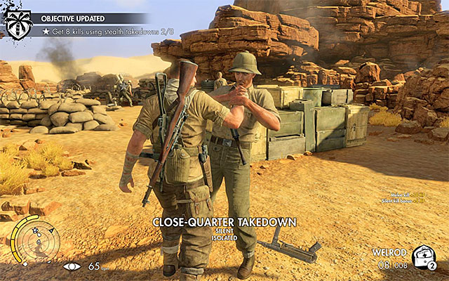 Silently eliminate soldiers standing near the launcher. - Neutralizing the four Nebelwerfers - Mission 1 - Siege of Tobruk - Sniper Elite III: Afrika - Game Guide and Walkthrough