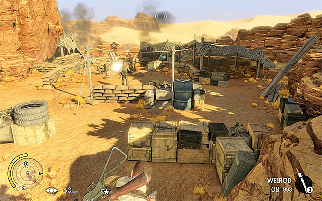 Time your jump with the rocket launcher - do it when it starts firing. - Neutralizing the four Nebelwerfers - Mission 1 - Siege of Tobruk - Sniper Elite III: Afrika - Game Guide and Walkthrough