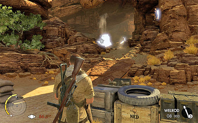 A passageway leading to the vantage point. - Reaching the vantage point - Mission 1 - Siege of Tobruk - Sniper Elite III: Afrika - Game Guide and Walkthrough