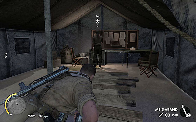 The enemy holding a document resides in a tent. - Acquiring information about the enemy base - Mission 2 - Gaberoun - Sniper Elite III: Afrika - Game Guide and Walkthrough