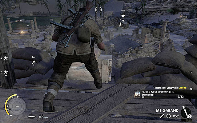 Stay on the mountain pass, first heading towards North-East and then turning to East - Eliminating the first enemy officer - Mission 2 - Gaberoun - Sniper Elite III: Afrika - Game Guide and Walkthrough