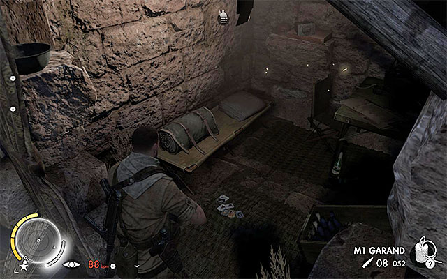 The places in which you can find a diary and a collectible card. - Eliminating the second enemy officer - Mission 2 - Gaberoun - Sniper Elite III: Afrika - Game Guide and Walkthrough