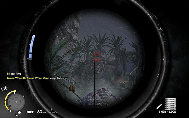 After destroying the headlight, unlock the second Sniper Nest (blue point 2 on the map) and prepare your sniper rifle, because its the place in which you will perform your second Long Shot - Eliminating the second enemy officer - Mission 2 - Gaberoun - Sniper Elite III: Afrika - Game Guide and Walkthrough