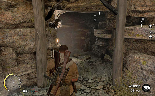 One of the narrow passages - most of them are not guarded - Destroying the first artillery station - Mission 3 - Halfaya Pass - Sniper Elite III: Afrika - Game Guide and Walkthrough