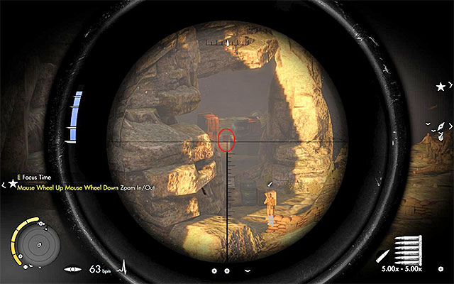 As for the second station, you have to aim at the barrel marked in the above picture to destroy it - Destroying the second artillery station - Mission 3 - Halfaya Pass - Sniper Elite III: Afrika - Game Guide and Walkthrough
