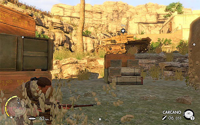 Remember to avoid being seen by the crew - Destroying the tank - Mission 3 - Halfaya Pass - Sniper Elite III: Afrika - Game Guide and Walkthrough