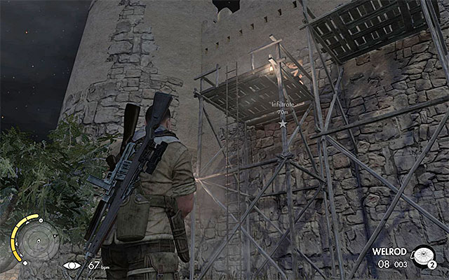 The scaffolding - Entering the fort - Mission 4 - Fort Rifugio - Sniper Elite III: Afrika - Game Guide and Walkthrough