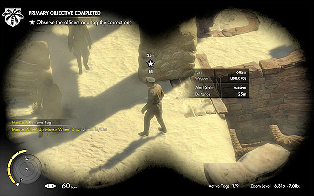 remain in the vantage point and prepare the binoculars - Identifying and tracking the enemy officer - Mission 5 - Siwa Oasis - Sniper Elite III: Afrika - Game Guide and Walkthrough
