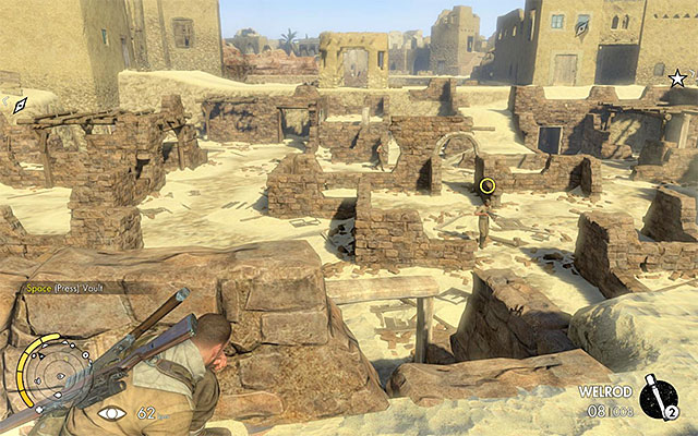 The ruins are being patrolled by many enemy soldiers - Exploration of the old city - Mission 5 - Siwa Oasis - Sniper Elite III: Afrika - Game Guide and Walkthrough