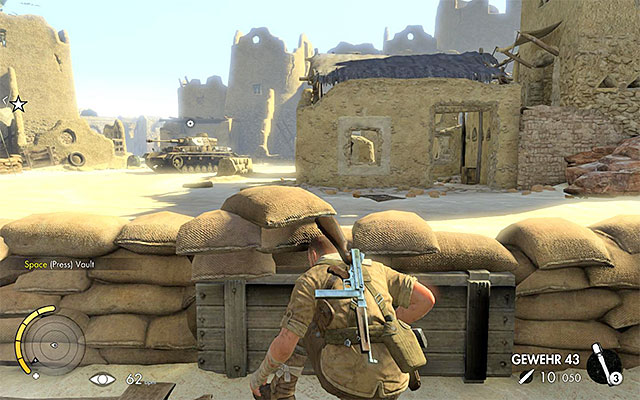 It is necessary that you take cover - Destroying the tank - Mission 5 - Siwa Oasis - Sniper Elite III: Afrika - Game Guide and Walkthrough