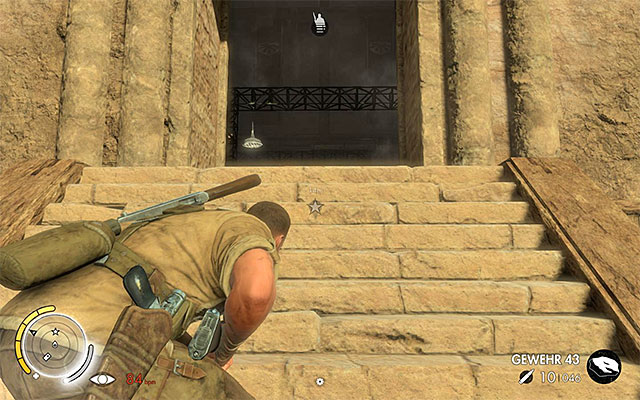 The stairs - Getting to Vahlens command center - Mission 6 - Kasserine Pass - Sniper Elite III: Afrika - Game Guide and Walkthrough