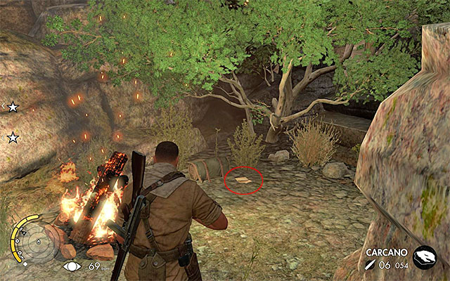 The collectible is on the ground, near the campfire - War Diaries - Collectibles - Mission 3 - Sniper Elite III: Afrika - Game Guide and Walkthrough