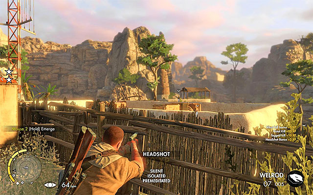 The enemy is walking around on a rooftop, close to the generator - Weapon Parts - Collectibles - Mission 3 - Sniper Elite III: Afrika - Game Guide and Walkthrough