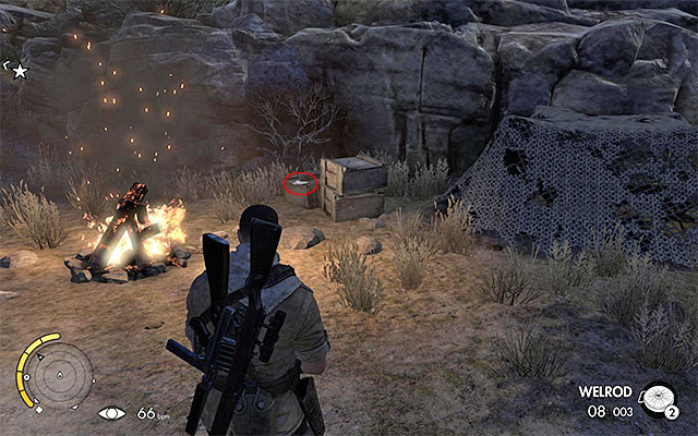 Approach the campfire and find the collectible - War Diaries - Collectibles - Mission 4 - Sniper Elite III: Afrika - Game Guide and Walkthrough